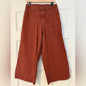 High-waisted Ankle Length Rust Wide-Leg jeans